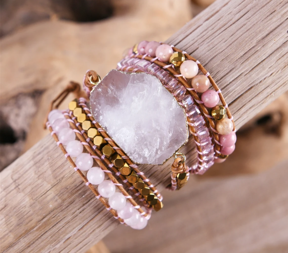 Rose quartz wrap bracelet sale