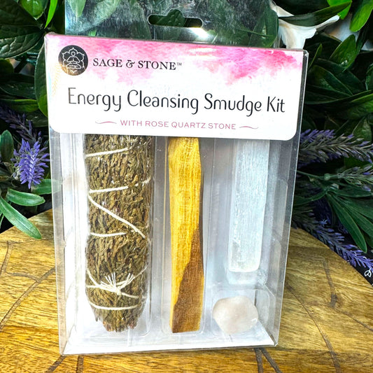 Energy Cleansing Smudge Kit with Rose Quartz