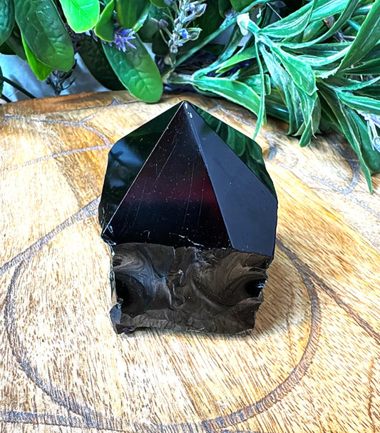 Black Obsidian Polished Point Base Cut