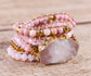 Rose Quartz & Rhodonite Wrap Boho bracelet